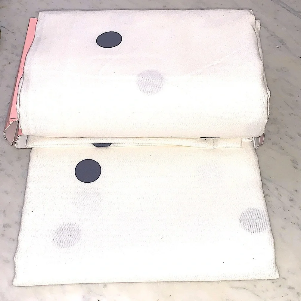 KATE SPADE NEW YORK DECO DOT SHOWER CURTAIN COTTON BLEND NEW BLUE DOT